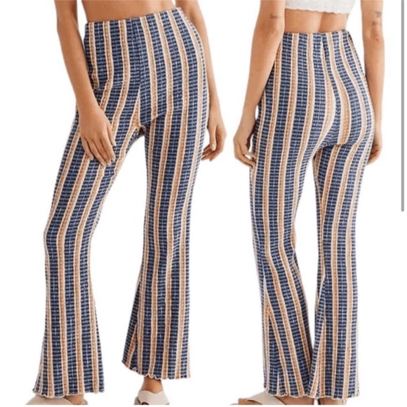 Free People Fine Line Stripped knit flares Pants sz xs - Picture 3 of 13